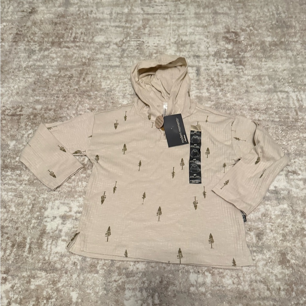 Modern Moments Children's Beige Tree Pattern Sweatshirt with hood size 4T-NWT